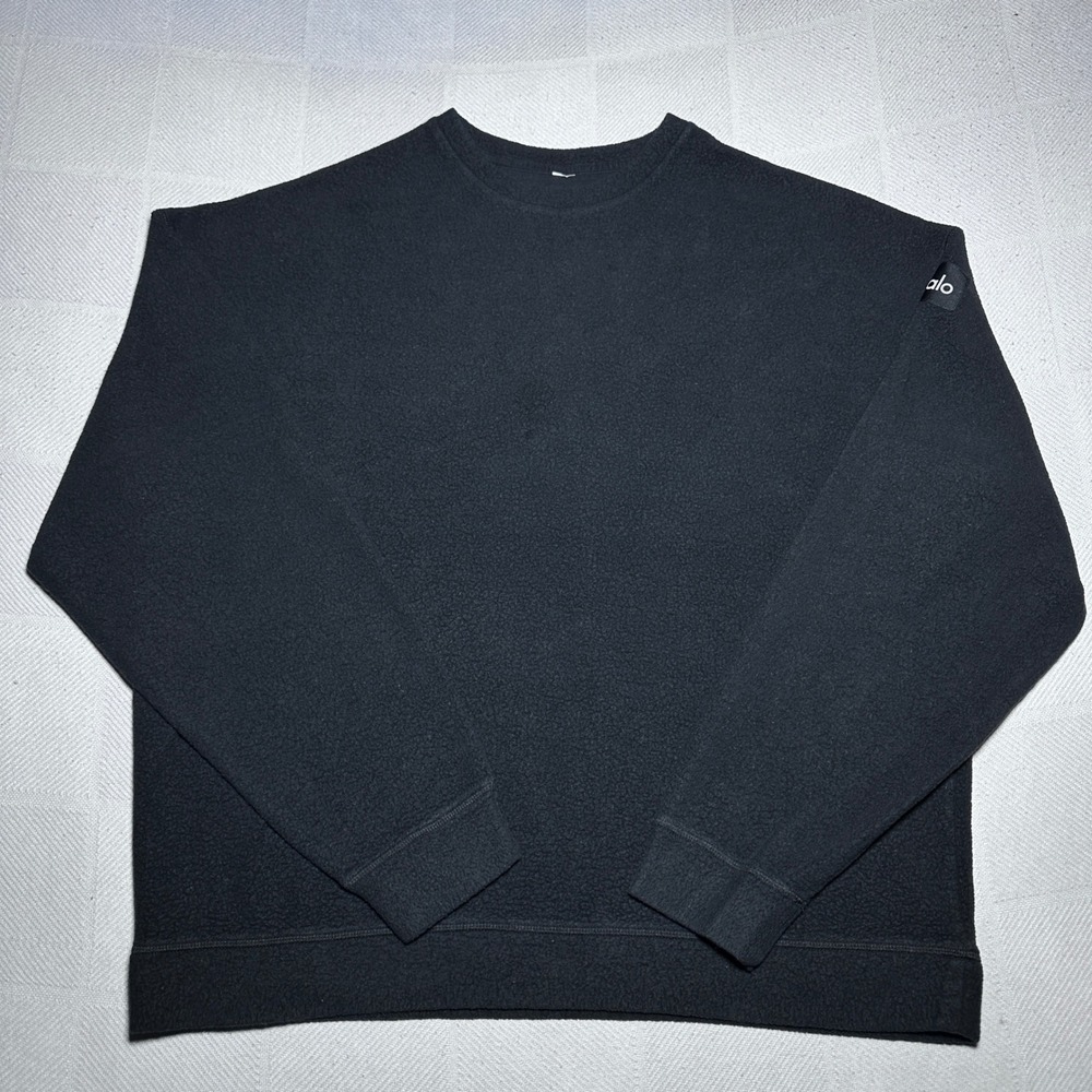 Alo Yoga Sherpa Fleece Sweatshirt Womens XL Oversized Pullover Black Cozy